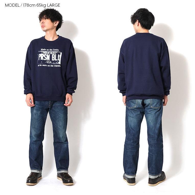 【並行輸入品】PRISON BLUES / プリズンブルース PRBS330 USA PLATE CREW NECK SWEAT SHIRT / プレートロゴプリントクルーネックスウェットシャツ  -全3色- |  | 11