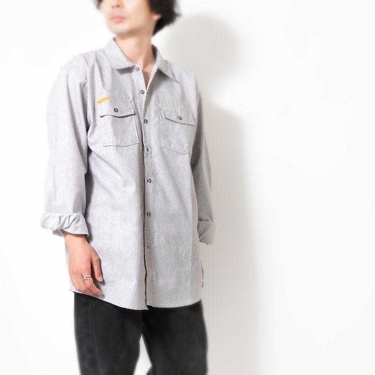 【並行輸入品】PRISON BLUES / プリズンブルース PRBS403 LONG SLEEVE HICKORY SHIRTS BUTTON FRONT / ヒッコリーストライプボタンフロント長袖シャツ -全1色- |  | 02