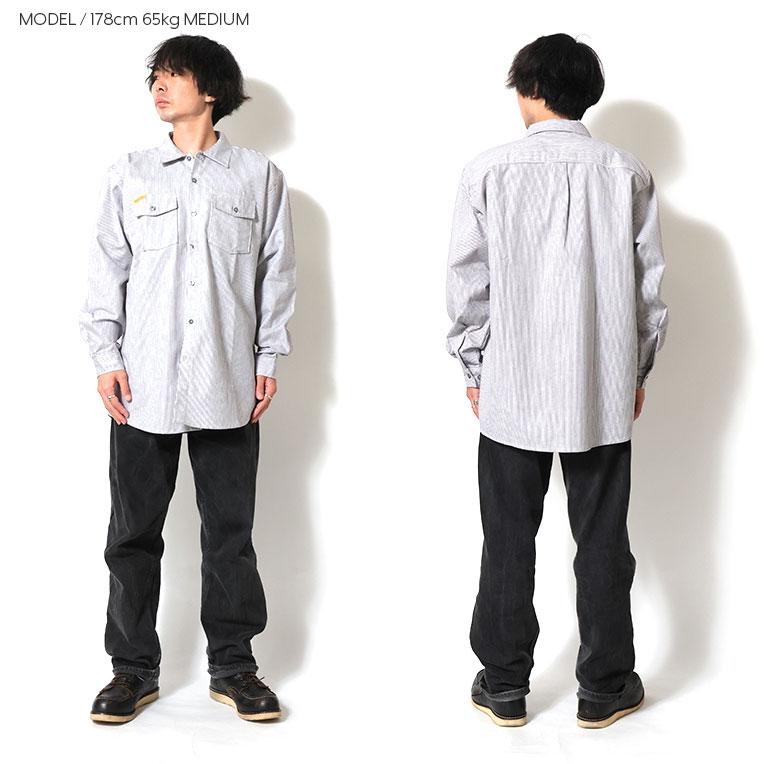 【並行輸入品】PRISON BLUES / プリズンブルース PRBS403 LONG SLEEVE HICKORY SHIRTS BUTTON FRONT / ヒッコリーストライプボタンフロント長袖シャツ -全1色- |  | 07