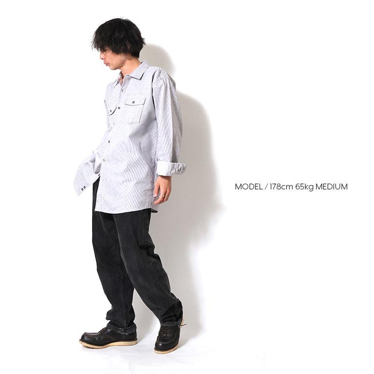 【並行輸入品】PRISON BLUES / プリズンブルース PRBS403 LONG SLEEVE HICKORY SHIRTS BUTTON FRONT / ヒッコリーストライプボタンフロント長袖シャツ -全1色- |  | 08