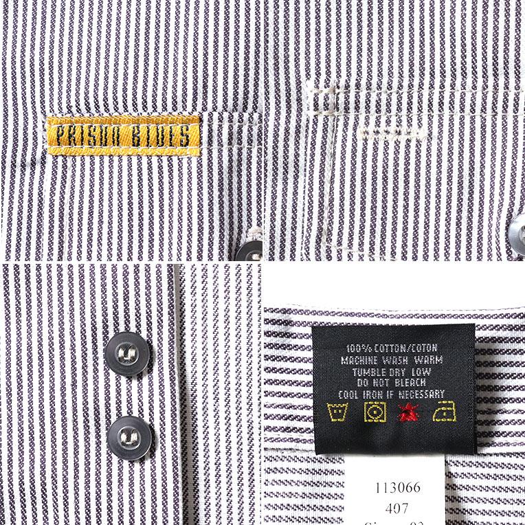 【並行輸入品】PRISON BLUES / プリズンブルース PRBS407 SHORT SLEEVE HICKORY SHIRTS BUTTON FRONT / ヒッコリーストライプボタン半袖シャツ -全1色- |  | 06