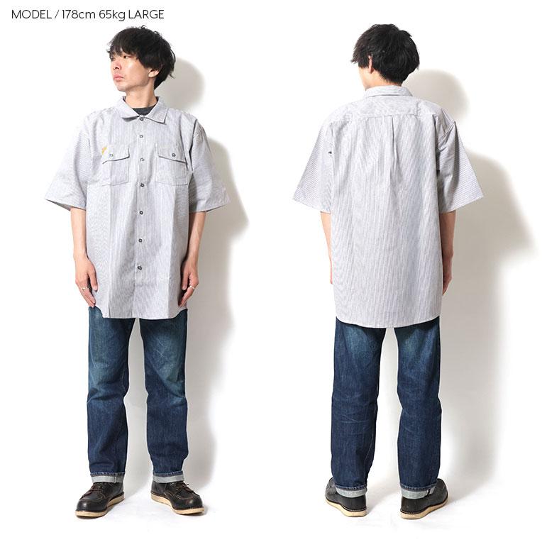 【並行輸入品】PRISON BLUES / プリズンブルース PRBS407 SHORT SLEEVE HICKORY SHIRTS BUTTON FRONT / ヒッコリーストライプボタン半袖シャツ -全1色- |  | 07