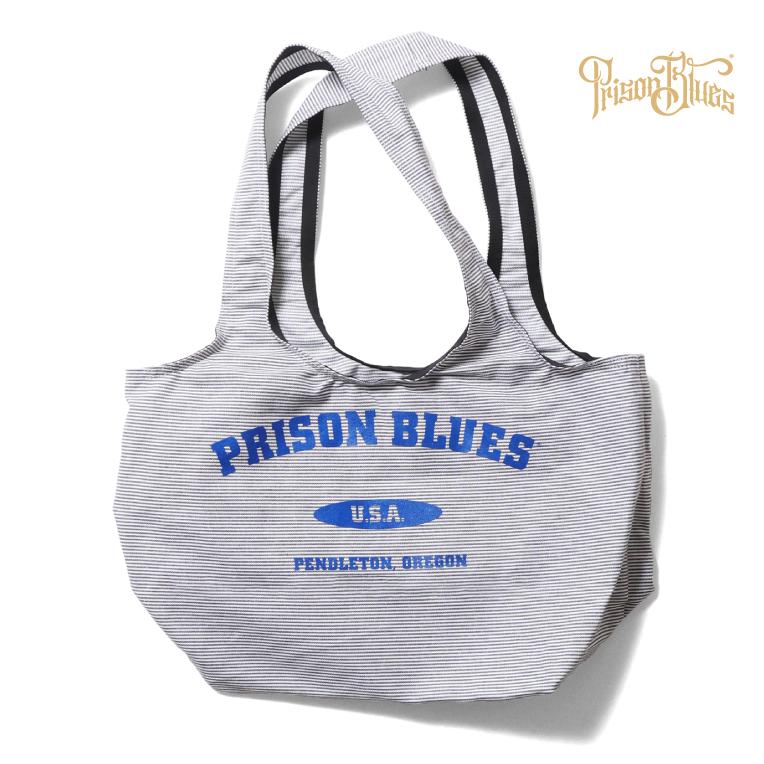 【並行輸入品】PRISON BLUES / プリズンブルース PRBS52411H GROCERY BAG HICKORY VERSITY LOGO / グロサリー バッグ バーシティロゴ - ヒッコリー - | 