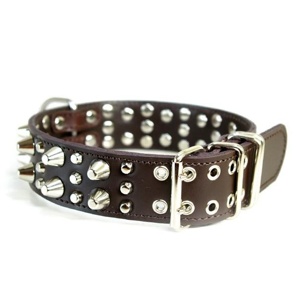 スタッズデザイン　犬　首輪（複数色）大型犬 首輪 R25 R27 R30 スタッズ パープル レッド ライトブラウン