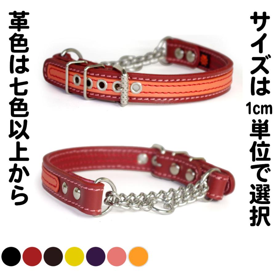 ハーフチョーク 中形犬用 革 2cm幅：2cm Type チョーカー 000 ダブル