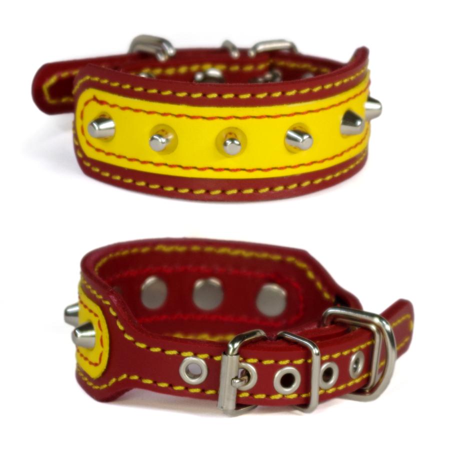 首輪 イタグレ ミニピン スタッズ 革 幅広：Small Type G2_001ダブル