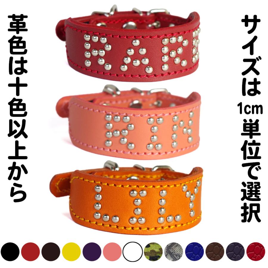 首輪 イタグレ ミニピン スタッズ 革 幅広：Small Type G2_NAMES(丸鋲