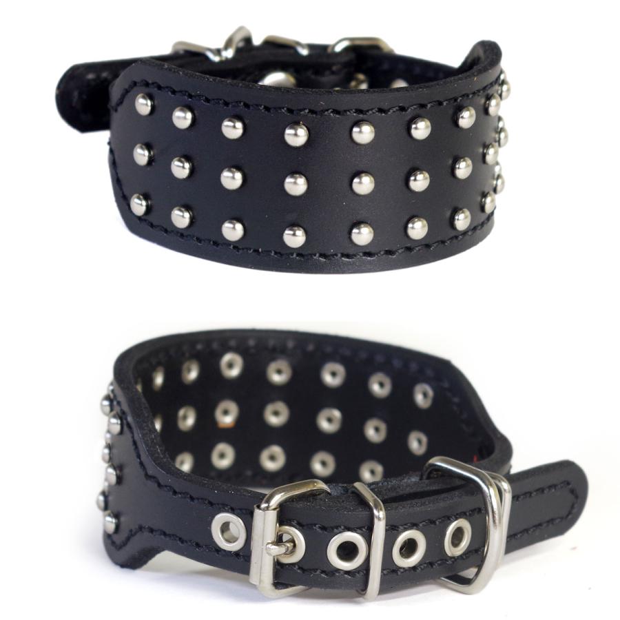 首輪 イタグレ ミニピン スタッズ 革 幅広：Small Type G2_008(平尖鋲