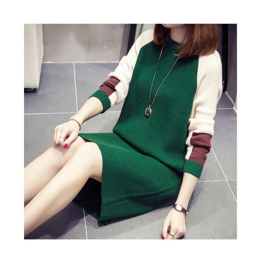 ワンピース ゆったり ニット 薄地 長袖 ニットワンピ ワンピ レディース 秋 冬 グリーン チャコールレッド 膝丈 Wfop944 Zf Tiara ティアラ 通販 Yahoo ショッピング