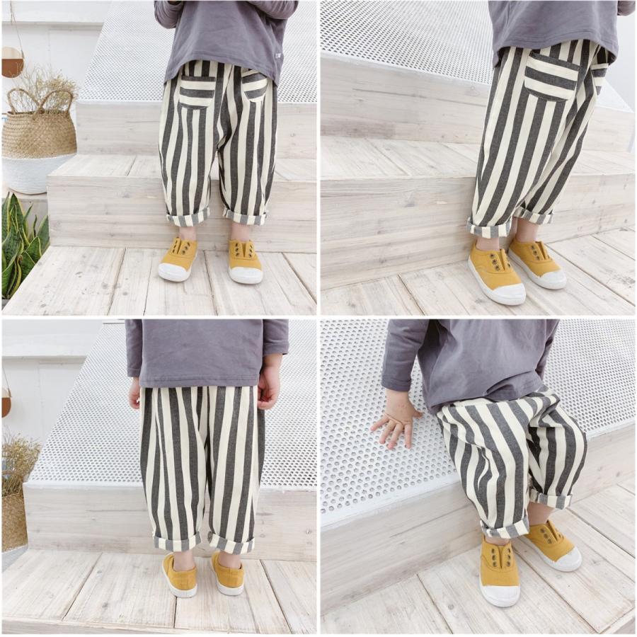 子供服 ボトムス ストライプ サルエルパンツ風 キッズ 女の子 男の子