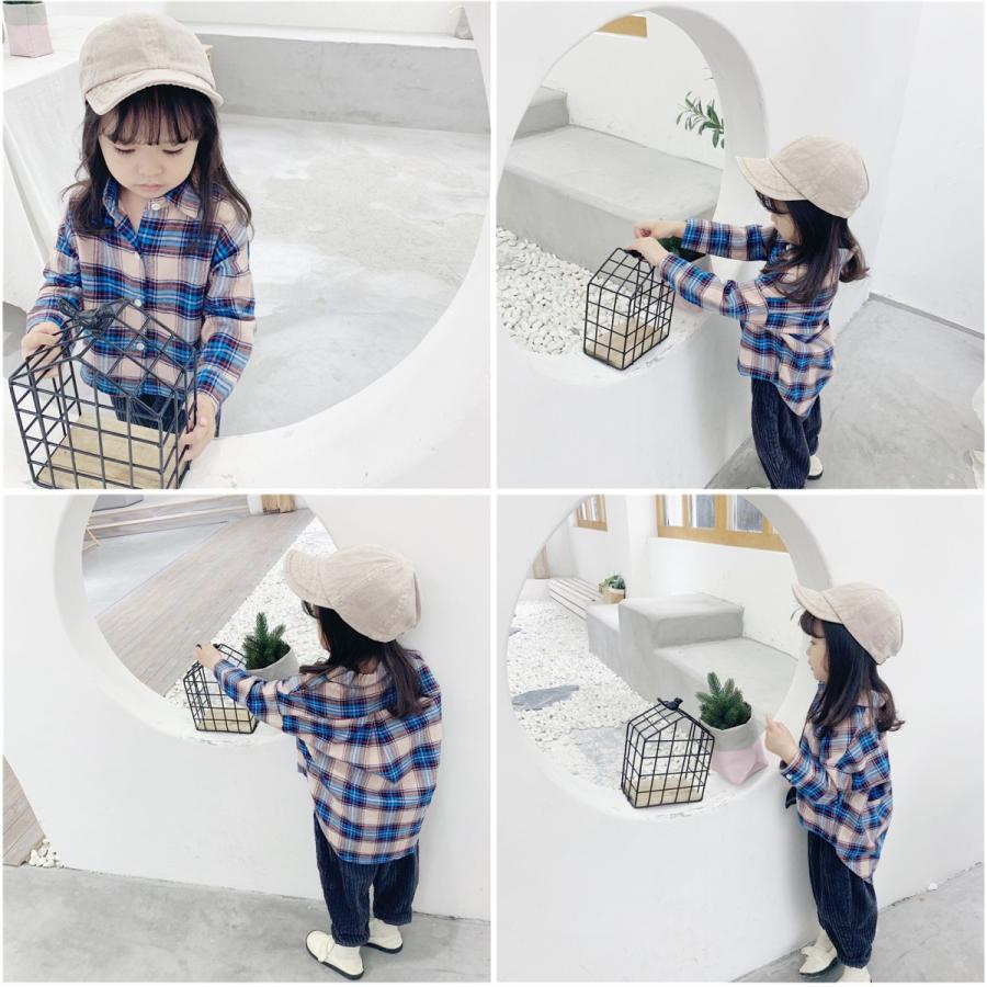 チェックシャツ 子供服 長袖 春 秋 キッズ 女の子 男の子 トップス