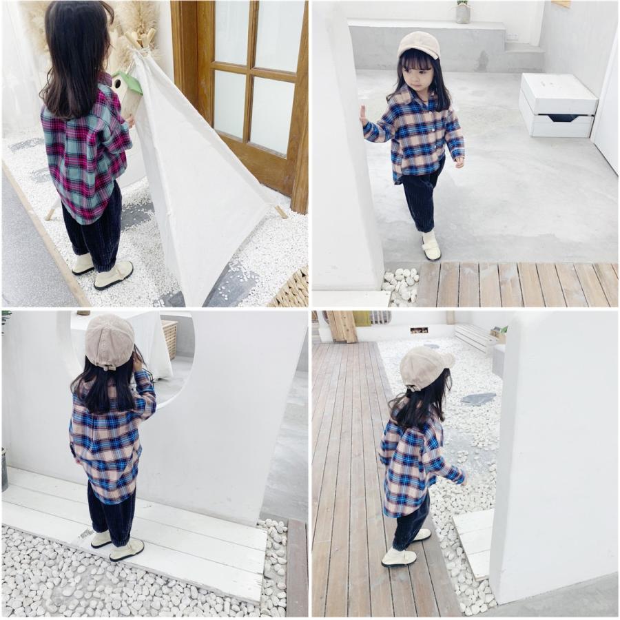 チェックシャツ 子供服 長袖 春 秋 キッズ 女の子 男の子 トップス