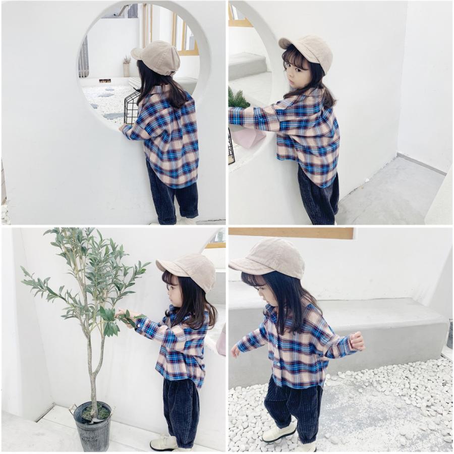 チェックシャツ 子供服 長袖 春 秋 キッズ 女の子 男の子 トップス