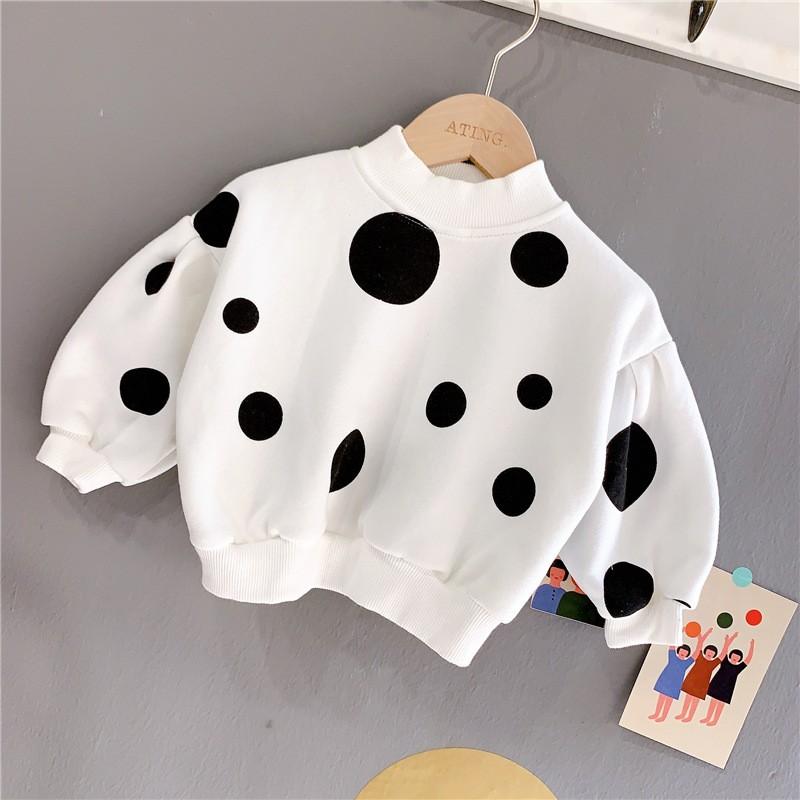 子供服 トレーナー あったか 女の子 水玉 ドット 冬 キッズ 韓国