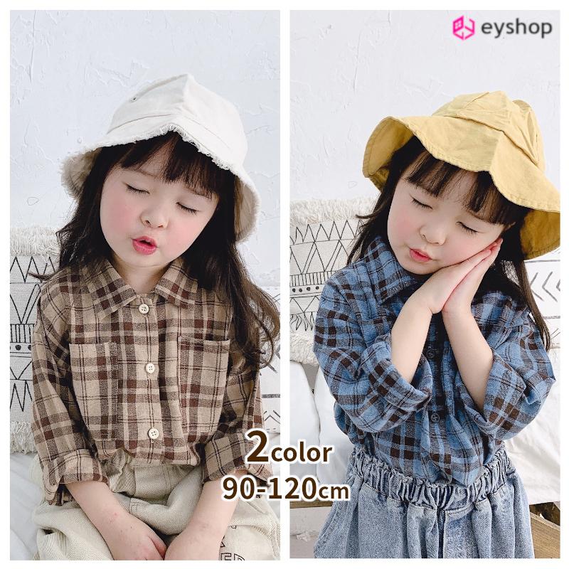 子供服 チェックシャツ 長袖 トップス 女の子 男の子 春 キッズ 韓国