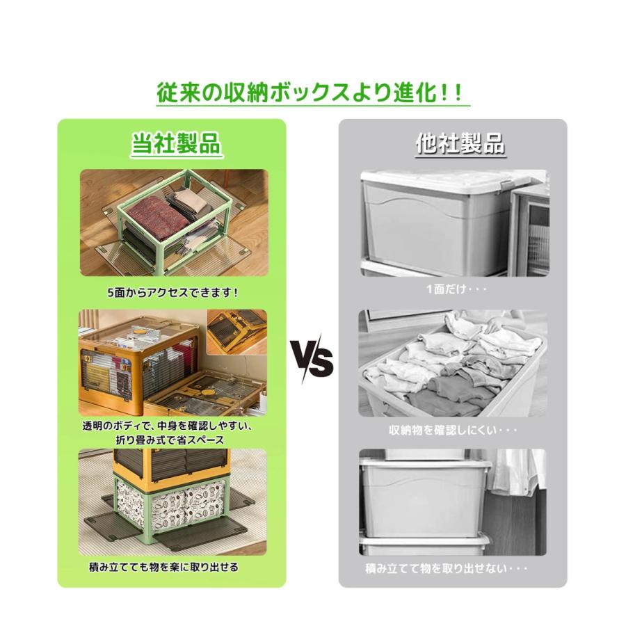 折畳み収納ボックス キャスター付き【5色】 5面開閉 収納ケース 衣装