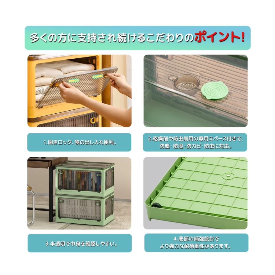 折畳み収納ボックス キャスター付き【5色】 5面開閉 収納ケース 衣装