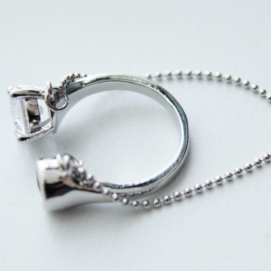 チェーン付きリング ストーン ビジュー フリーリング オープンリング