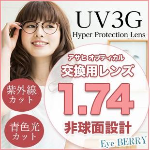 メガネ レンズ交換用 アサヒオプティカル 1.74 非球面 UV3G Zコート