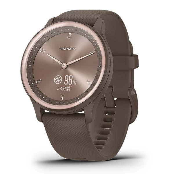 GARMIN ガーミン vivomove Sport ヴィヴォムーブ スポーツ Peach Gold / Cocoa 010-02566-42の画像