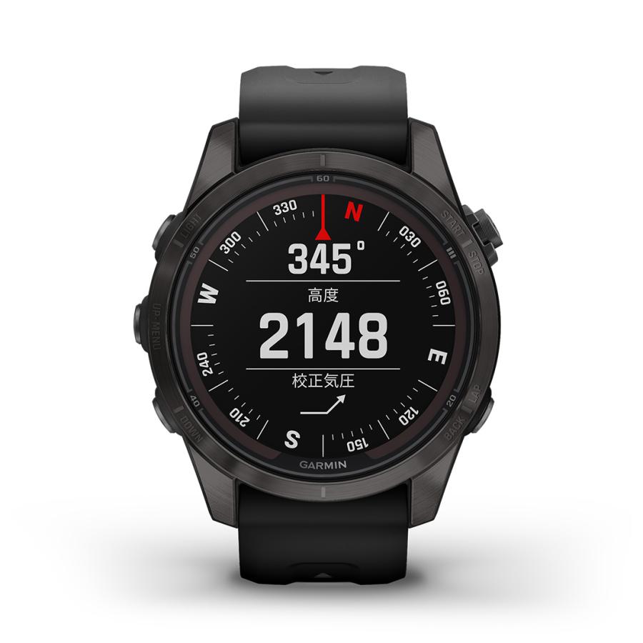 GARMIN ガーミン fenix 7S PRO Sapphire Dual Power フェニックス7Sプロ  Carbon Gray Titanium with Black Band 010-02776-52｜eye-eye-isuzu｜02