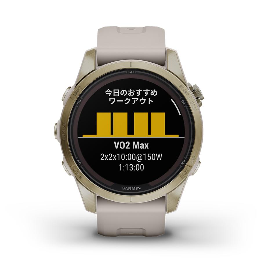 GARMIN ガーミン fenix 7S PRO Sapphire Dual Power フェニックス7Sプロ  Soft Gold with Light Sand Band 010-02776-62｜eye-eye-isuzu｜02