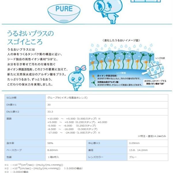 メール便 送料無料 シード 2week pure うるおいプラス (6枚入り) 2箱 2ウィーク ピュア 2週間使い捨て SEED｜eyecontact｜04