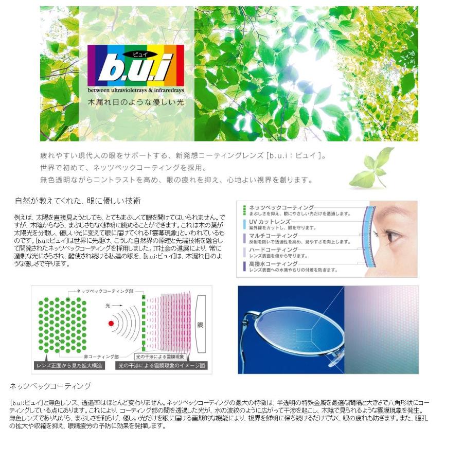 交換用レンズ 加工料込 度なし 伊達 眼精疲労予防ビュイ bui 度なし