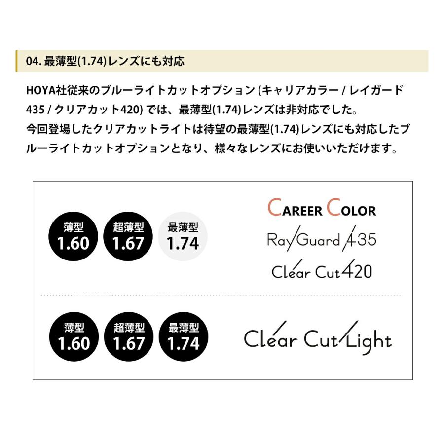 レンズオプション クリアカットライト HOYA Clear Cut Light メガネレンズ 交換 ブルーライトカット 紫外線カット UVカット