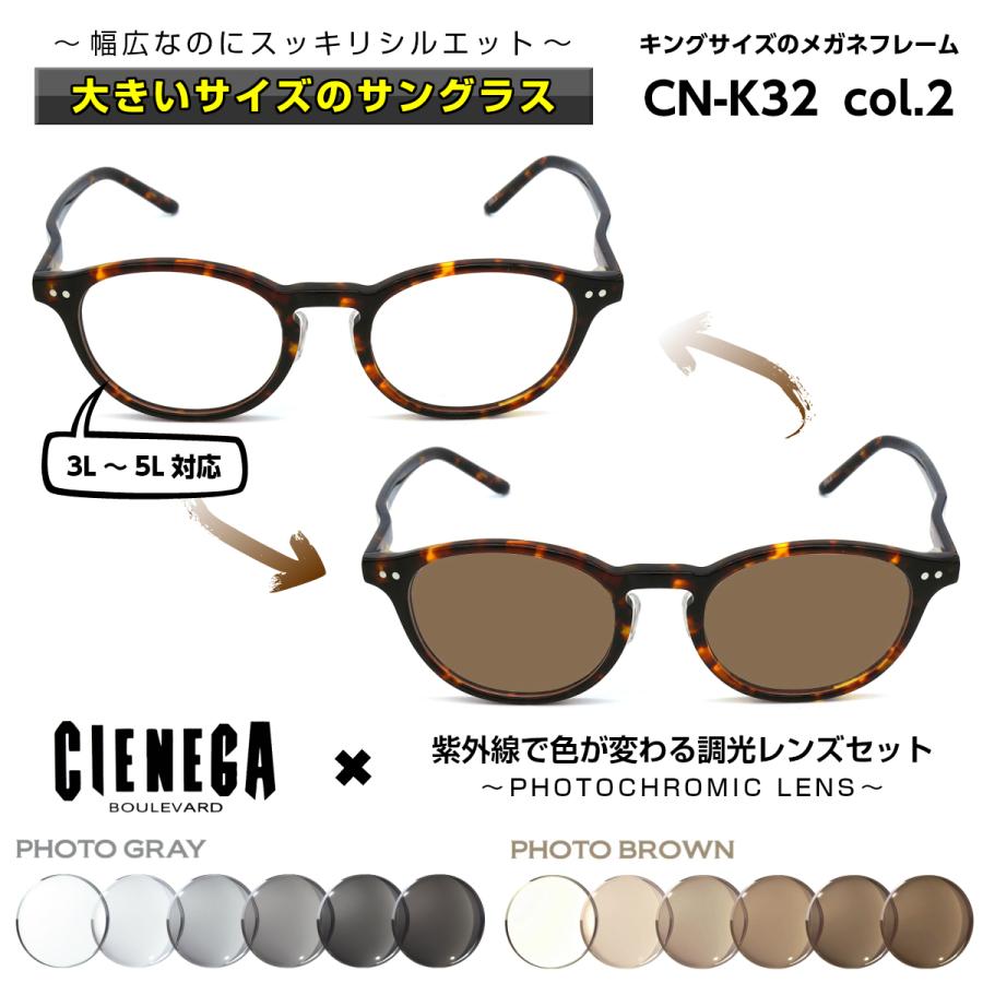 大きいサイズ 顔 大きい サングラス 調光 シェネガ CIENEGA CN-K32 C-2