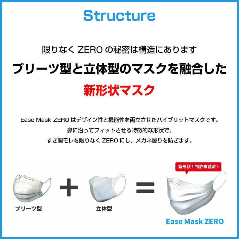 イーズマスクゼロ すこし小さめサイズ 5枚入×2個セット Ease Mask ZERO メガネ くもらない 不織布 マスク ease