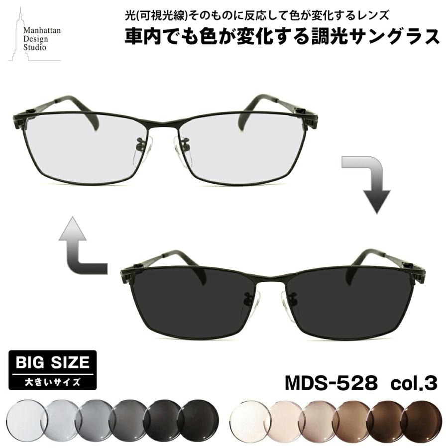 大きいサイズ 可視光調光 サングラス MDS-528 col.3 60mm マンハッタンデザインスタジオ BIGサイズ アートEX UVカット 大きいサイズ 可視光調光 サングラス MDS-528 col.3 60mm マンハッタン