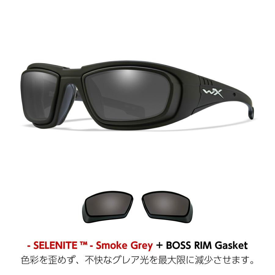 ワイリーエックス ボス リム サングラス WXJ-CCBOS03D WILEY X BOSS Rim スモークグレー リムガスケット マットブラック UVカット_1