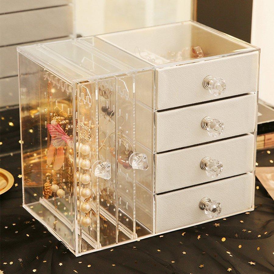 ジュエリー収納ボックス イヤリングケース ピアス収納ボックス 大容量 ピアススタンド 引き出し 可愛い小物入れ 仕切り整理収納 高級感 防塵防水 透明 アクセサリーケース お届け方法によって納期が違う 了解です Jayzoq Com