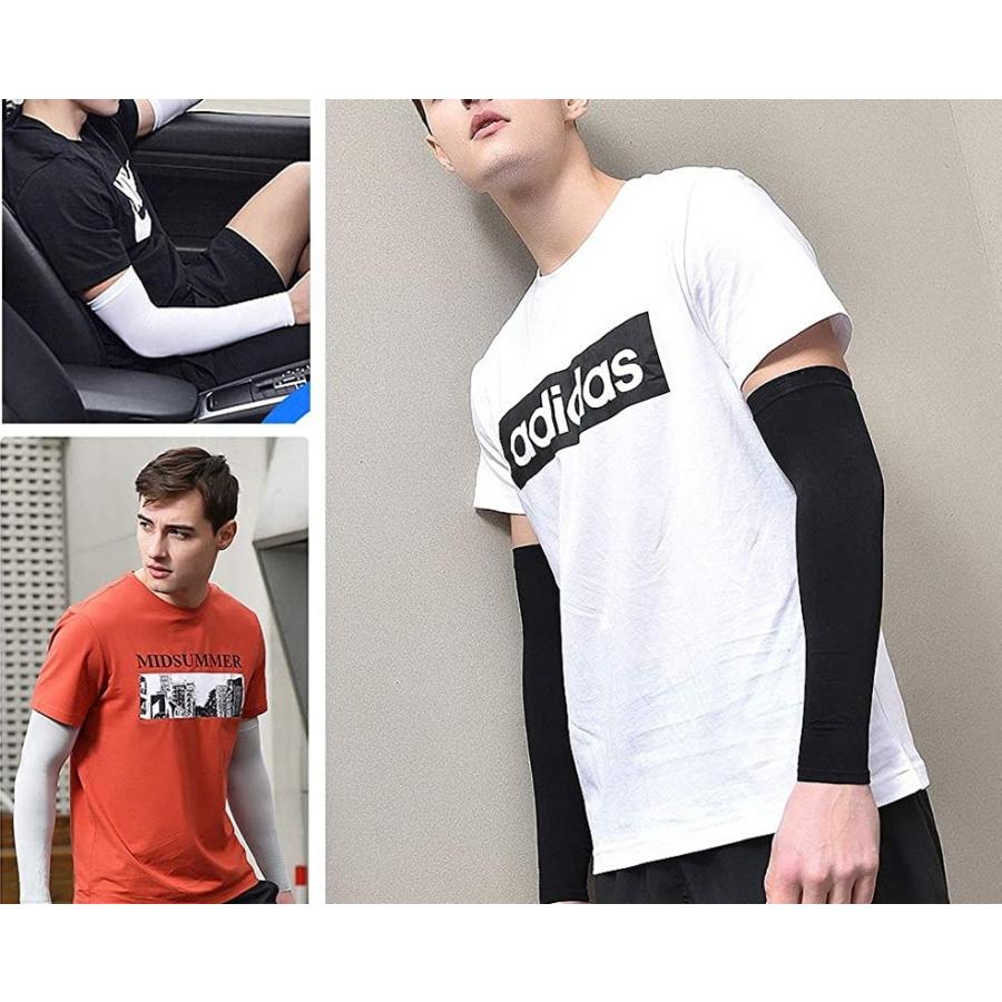 アームカバー 冷感 UVカット 夏用 紫外線対策 日焼け防止 ひんやり ロング ゴルフ スポーツ ランニング 腕カバー 滑り止め付き【左右セット】 男女兼用 |  | 15