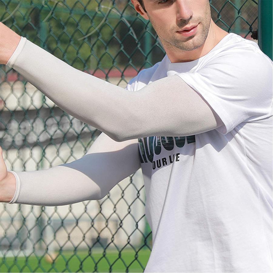 アームカバー 冷感 UVカット 夏用 紫外線対策 日焼け防止 ひんやり ロング ゴルフ スポーツ ランニング 腕カバー 滑り止め付き【左右セット】 男女兼用 |  | 09