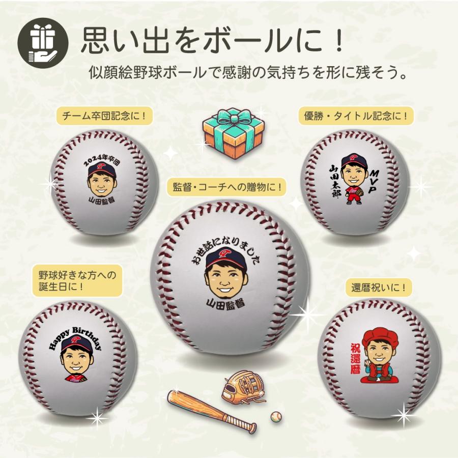 似顔絵野球ボール オリジナル 名入れ メッセージ入り プレゼント