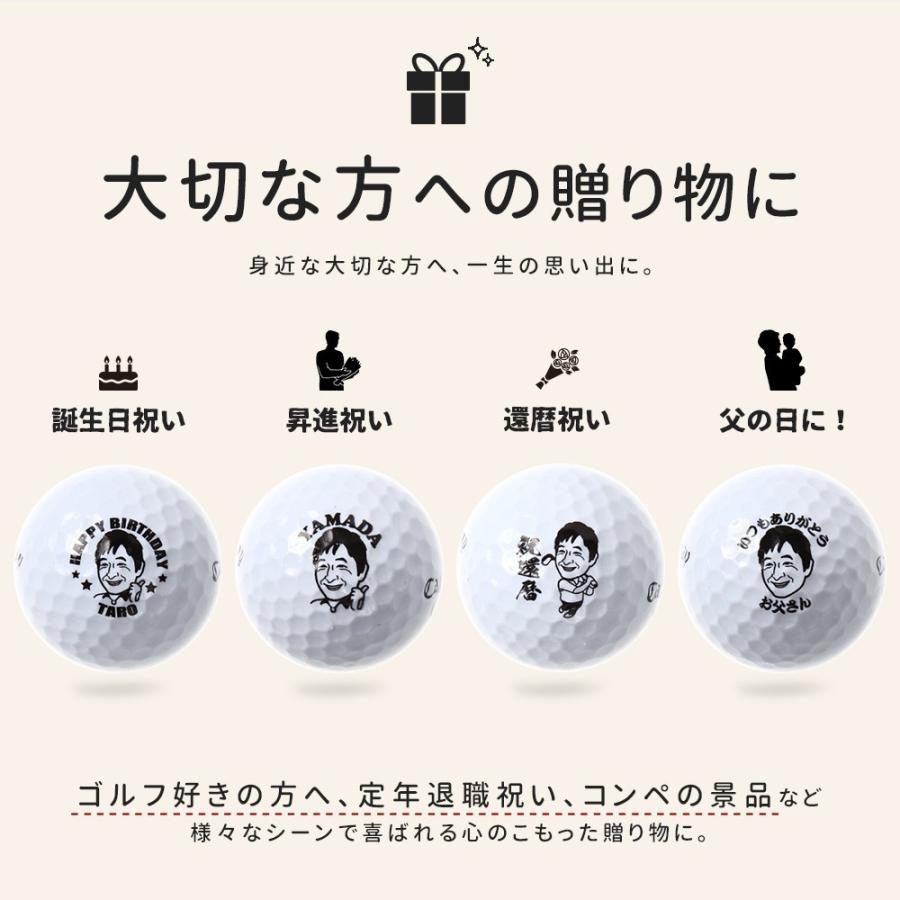 似顔絵 ゴルフボール スタンプ+似顔絵ネームプレート オーダーメイド