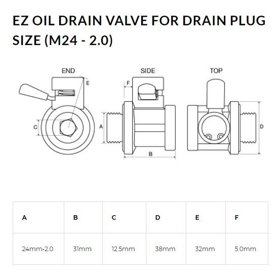 オイルチェンジャー  24mm-2.0  EZ-6　EZバルブで 自分でオイル交換　工具は不要　ドレンボルトの代わりに付けるだけ！｜ez-valve｜10