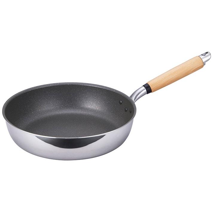 北陸アルミニウム 日本製 フライパンIH対応 28cm 深型 底広