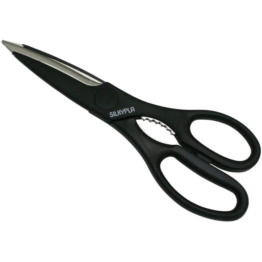 日本製 シルキー キッチンバサミ 料理ハサミ 鋏 黒 ステンレス刃物鋼