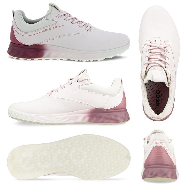 ECCO カジュアルゴルフシューズ ホワイト/ピンク ecco（エコー） 日本正規品 S-THREE レース エススリー レディスモデル