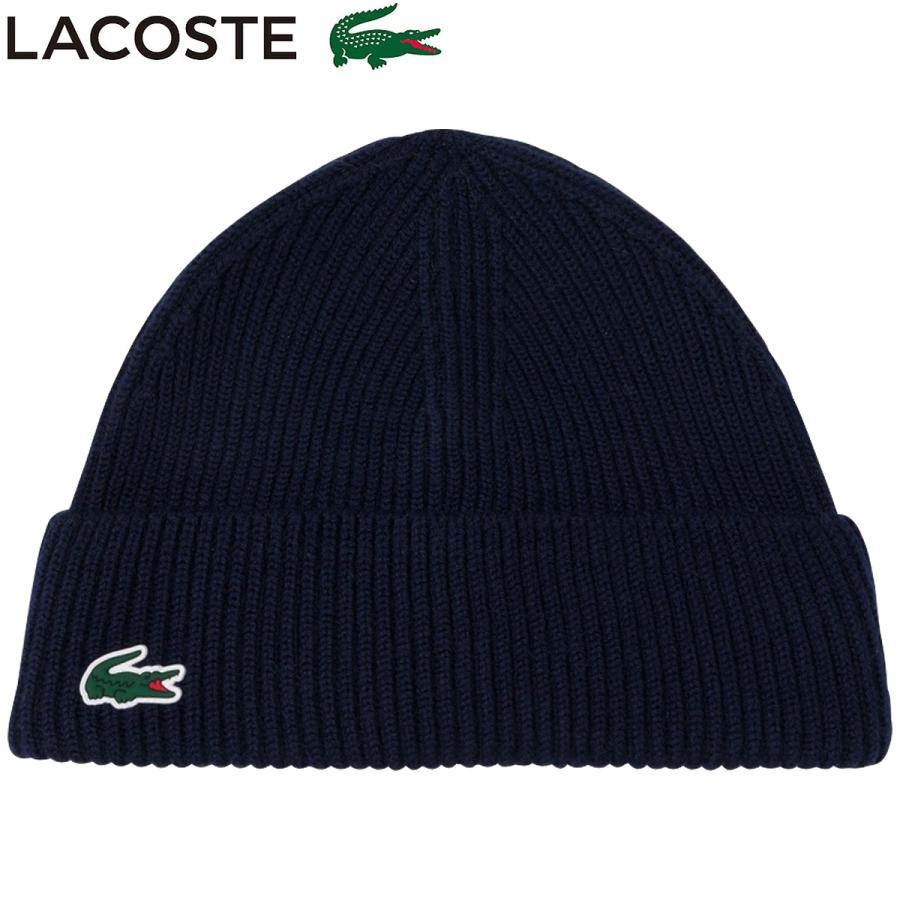 ラコステ ニット帽 ニットキャップ ビーニー メンズ レディース rb7710-10 LACOSTE リブ ウール 保温 防寒 おでかけ ゴルフ LACOSTE（ラコステ） 正規品 フリースライニング リブニット ゴルフ