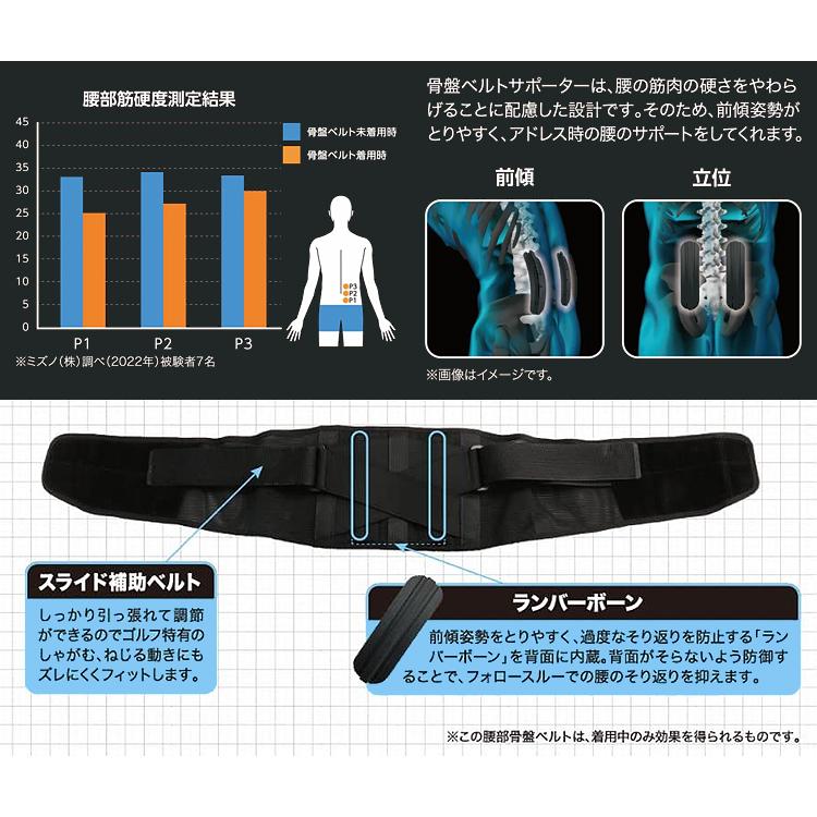 MIZUNO ミズノ 正規品 骨盤ベルト ゴルフ専用設計 メンズモデル 2023モデル 「 E2JJA007 」｜ezaki-g｜03