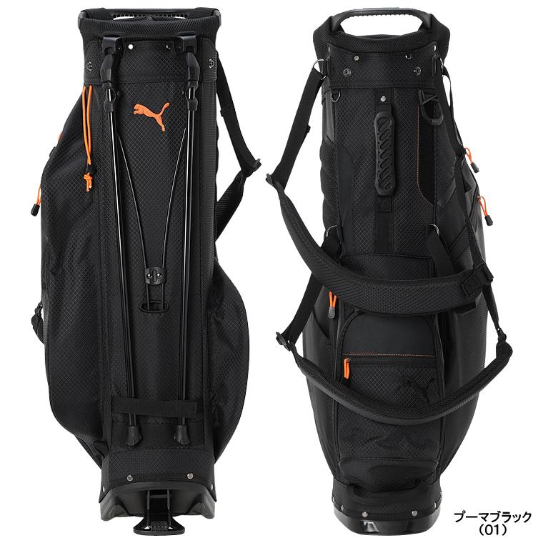 PUMA キャディバッグ スタンド式 ブラック ヘッドカバー付 軽量 PUMA（プーマ） マルチポケット P グラフィック スタンドキャディ