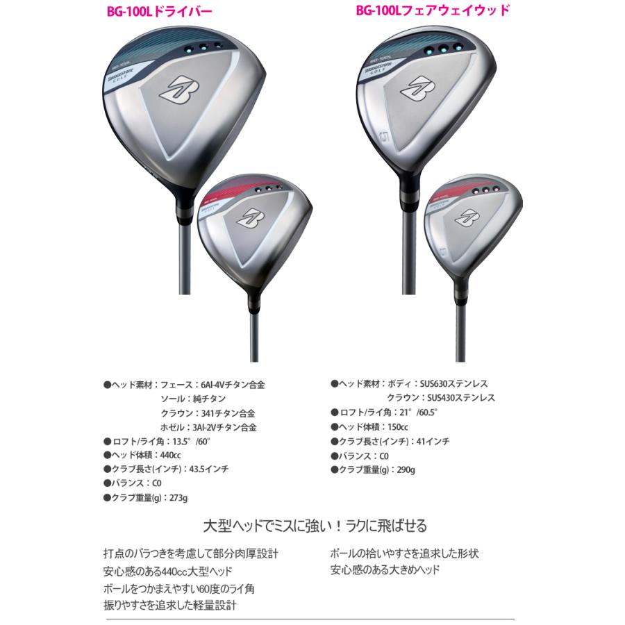 2022年モデル日本正規品 ブリヂストンゴルフ BG-100L キャディーバッグ付き レディース8本セットモデル「BRIDGESTONE GOLF BLLP8CLPK BLLN8CLNA」｜ezansu-golf｜04