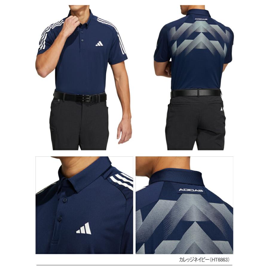 adidas アディダス ゴルフ スリーストライプス 半袖ストレッチ adidas アディダス ゴルフ スリーストライプス 半袖ストレッチ
