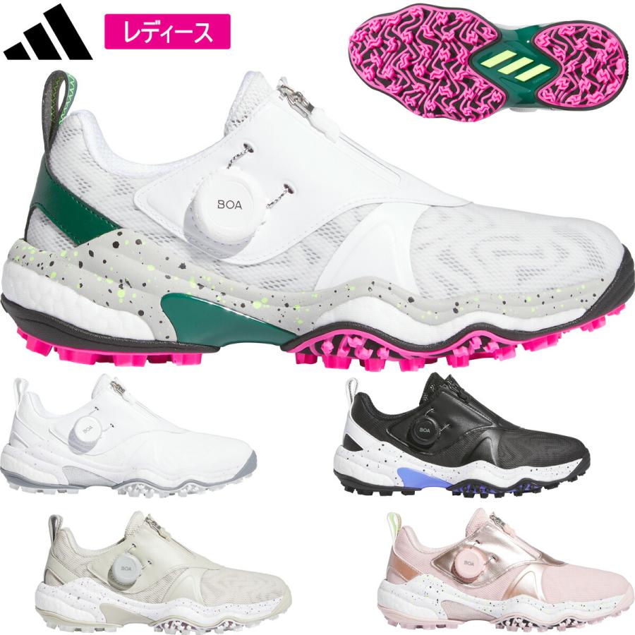 adidas コードカオスBOOST ゴルフシューズ ホワイト/グレー/ピンク adidas（アディダス） コードカオス 25 ボア スパイクレス ウィメンズ