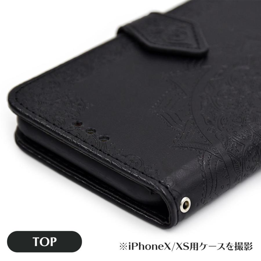 マンダラ柄 手帳型 ケース ブラック エスニック アラベスク レザー iphone 11 11pro promax iphonexr xsmax 6 5 xs xr 送料無料｜ezcase｜07