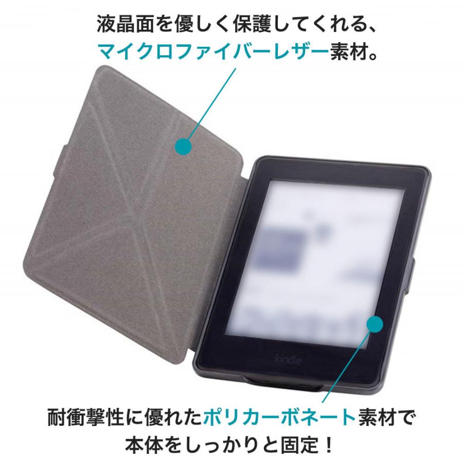 スタンド機能付き kindle paperwhite ケース 横置き 縦置き ブラック キンドル ペーパーホワイト カバー 黒 第 1 2 3 4 世代 レザー 送料無料｜ezcase｜04